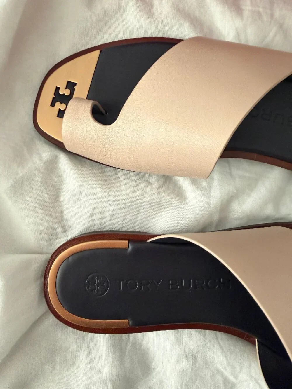 Tory Burch Selby Toe-Ring Leather Slide Sandals NIB Size 8.5